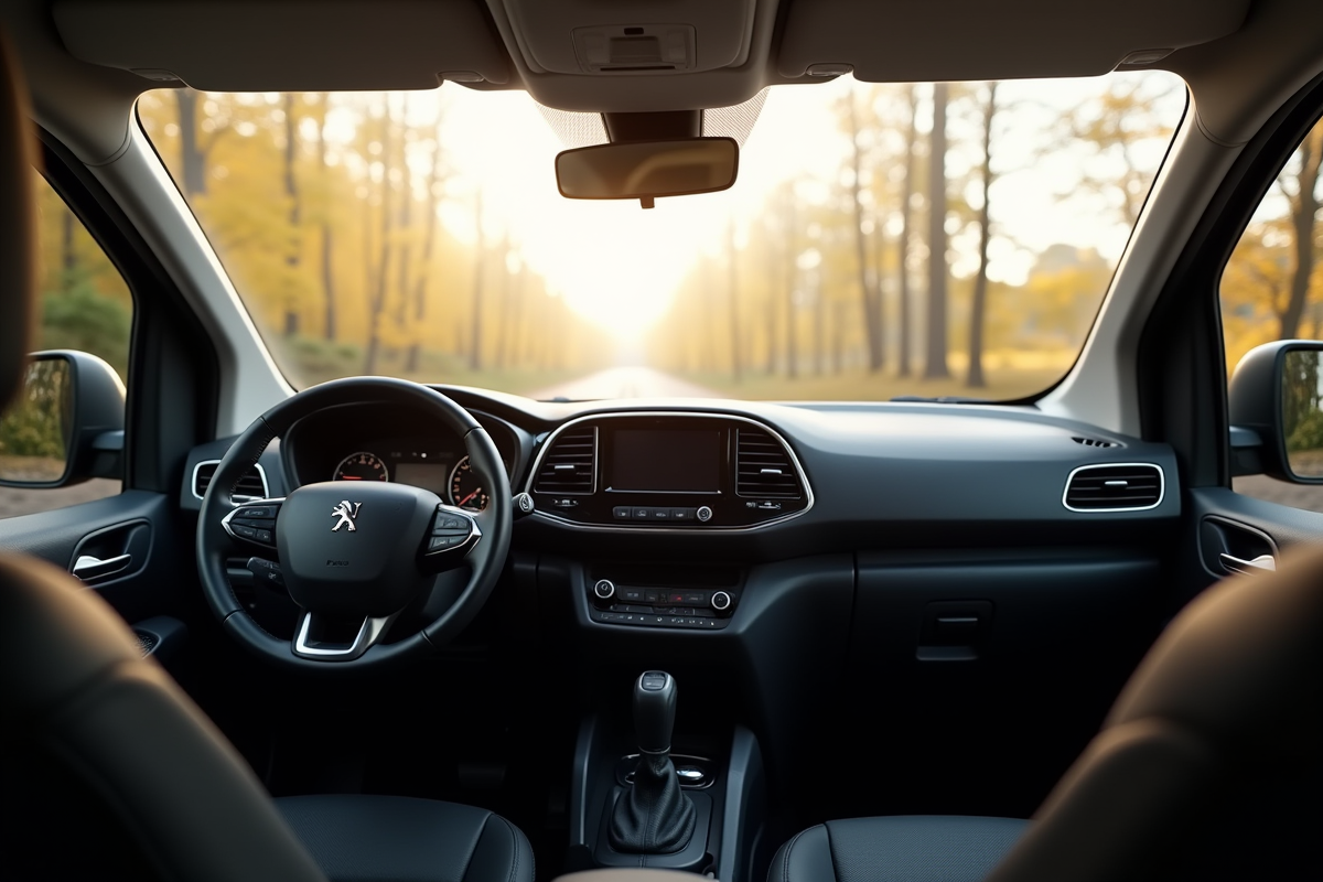 Cabine avant du Peugeot Expert avec lumière du matin