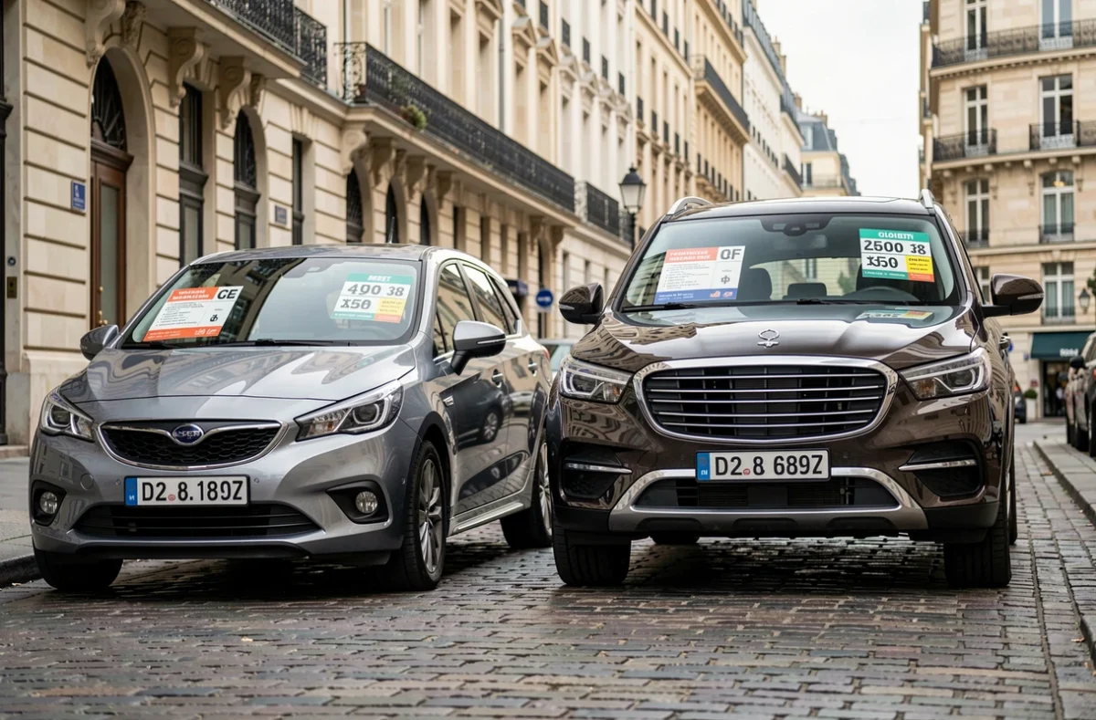 Comparaison visuelle entre une citadine et un SUV premium illustrant la différence de prix d'assurance auto