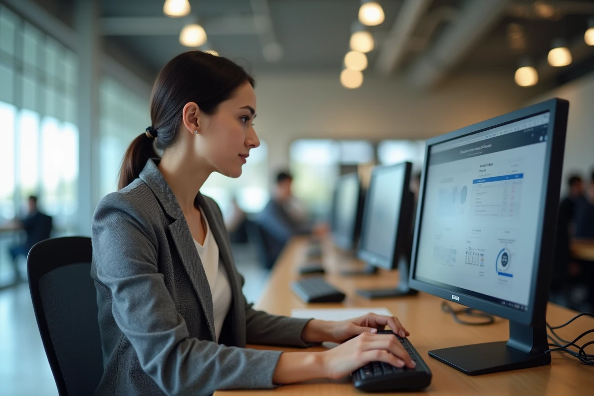 Conseillère en concession automobile recherchant une pièce sur le logiciel de documentation Dialogys