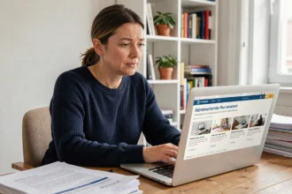 Femme consultant un site administratif en ligne pour calculer le prix de sa carte grise avec exonérations régionales