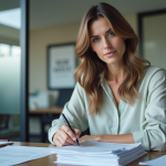 Femme concentrée à son bureau dans un bureau moderne