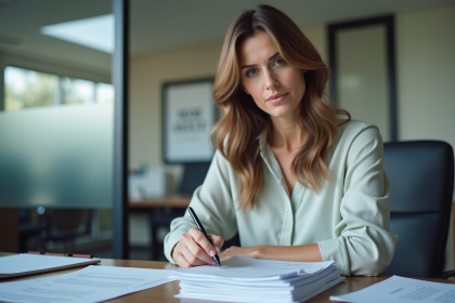 Femme concentrée à son bureau dans un bureau moderne