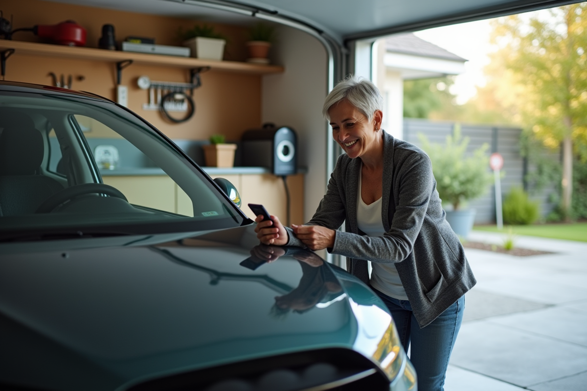 Femme souriante près d