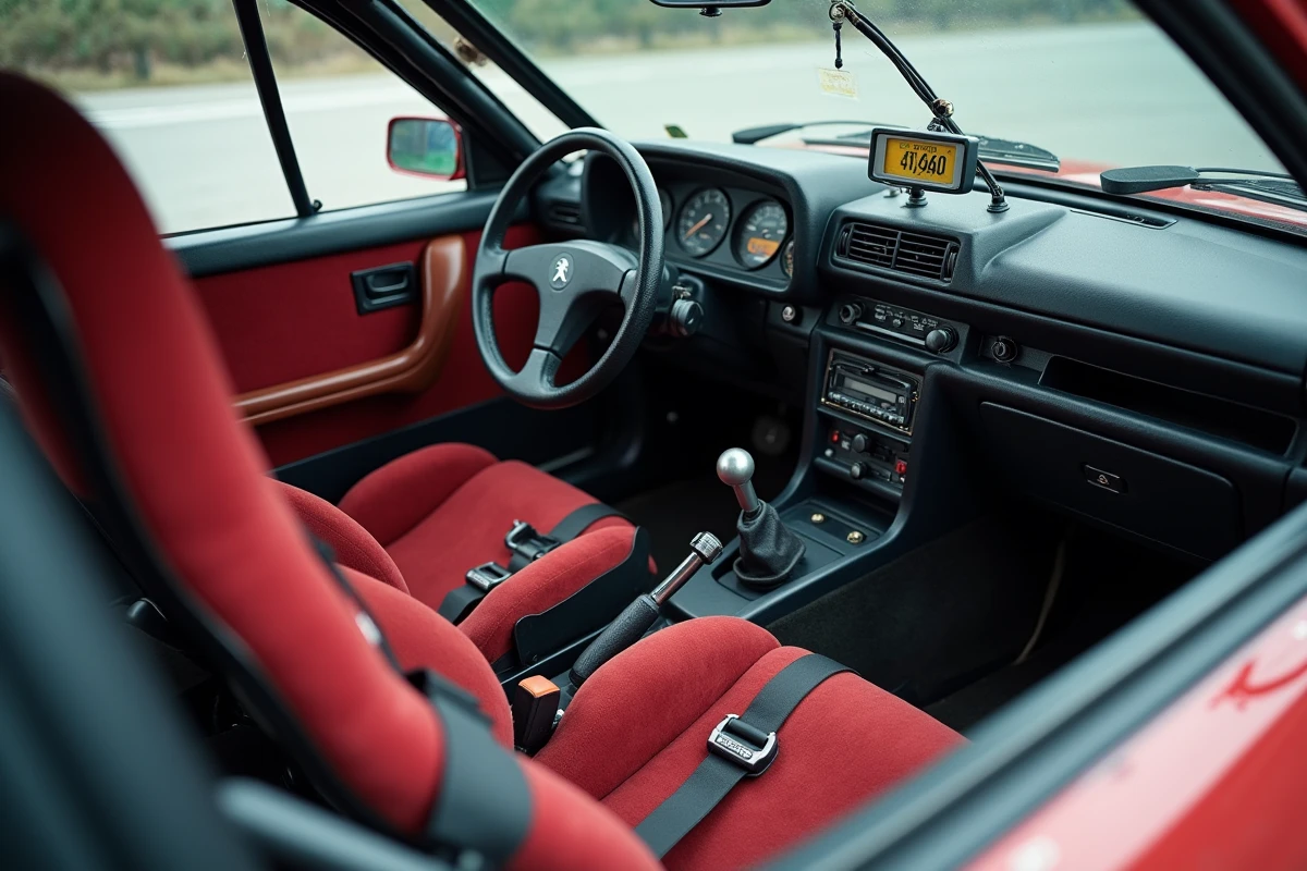 Intérieur cockpit Peugeot 306 Maxi avec arceau cage et tableau de bord co-pilote équipé