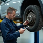 Mécanicien inspectant une voiture dans un garage professionnel