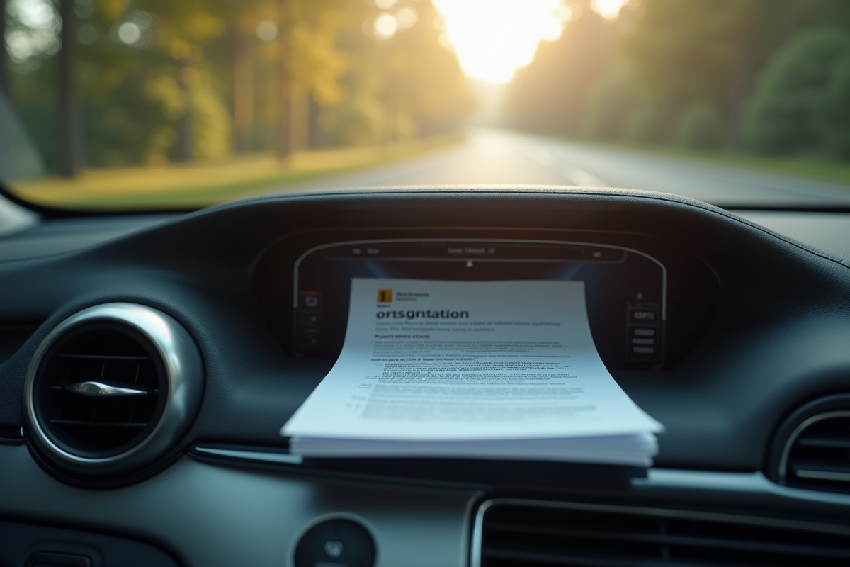 Tableau de bord de voiture avec documents d
